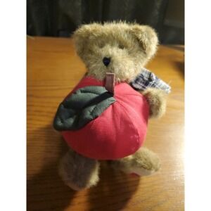 Vintage Boyds Bear Head Bean Collection "Adam Appleton" 10" Plush Teddy W/ Stand